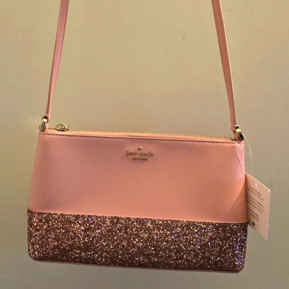 Kate Spade Pink Crossbody Bag w Metallic Sheen! Glitter bags no longer made - Picture 2 of 9